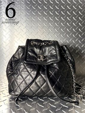Chanel Lambskin Quilted Beijing Convertible Drawstring Backpack in Black SHW